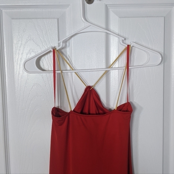 Y2K Victoria's Secret Rare Sexy Red Bodycon Keyhole Dress Gold Straps Size XS - Picture 5 of 10